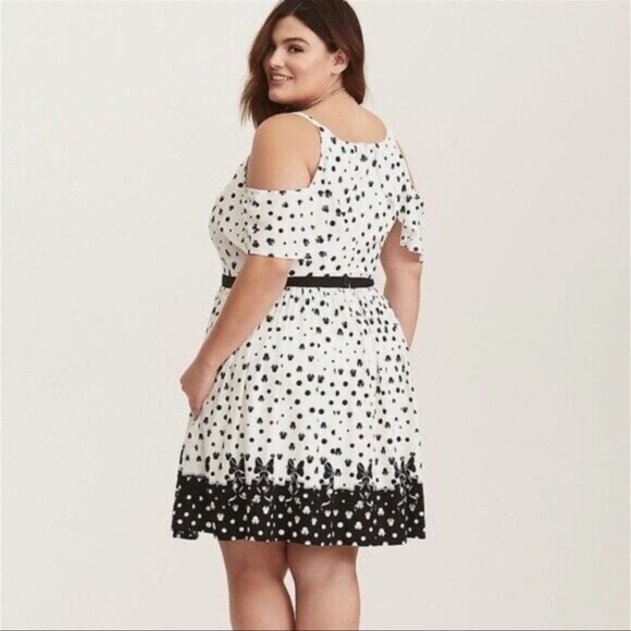 Torrid Minnie Mouse Cold Shoulder Skater Dress 20 - Picture 2 of 2
